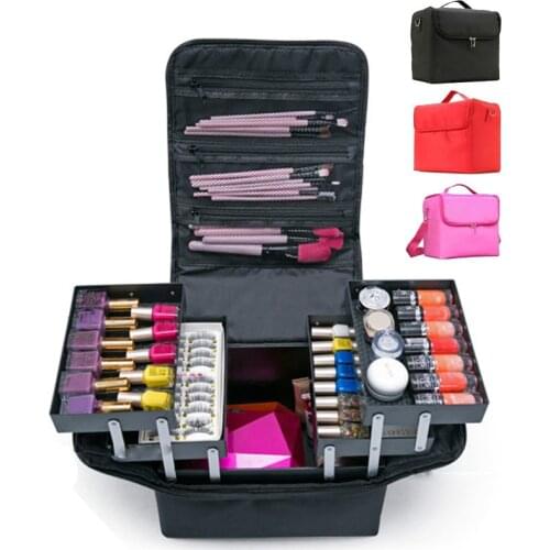 Make up bag hand-held large capacity multi-layer manicure hairdressing embroidery tool kit cosmetics storage case toiletry bag