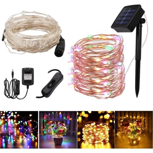 New year Solar Lamp 10m 20m 30m Outdoor LED String lights Copper Wire Christmas Garlands Fairy Lights Holiday Christmas Light