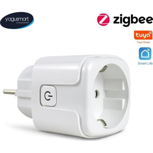Yagusmart Tuya Zigbee 16A Smart Socket with EU Plug Monitor Timer with Electricity Statistics Outlet Support Smart Life Control