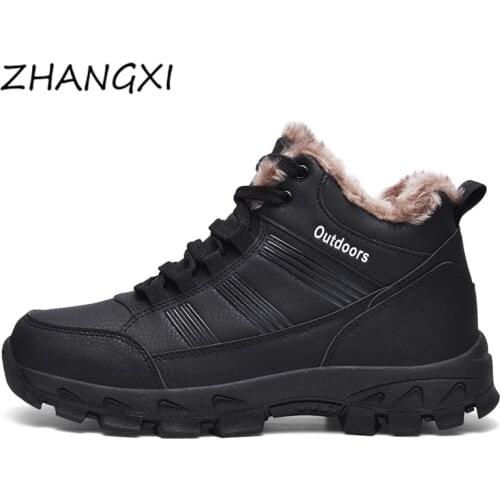 Winter Men Boots Anti-Skidding Leather Shoes Men Popular Comfy Men Shoes Short Plush Snow Boots Durable Outsole Winter Boots