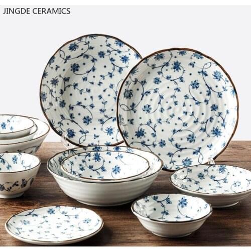 1pcsJapanese Breakfast Plate Food Fruit Dessert Plate Snack Tray Kitchen Storage Box Japanese Ceramic Bowl Soup Bowl Cutlery Set