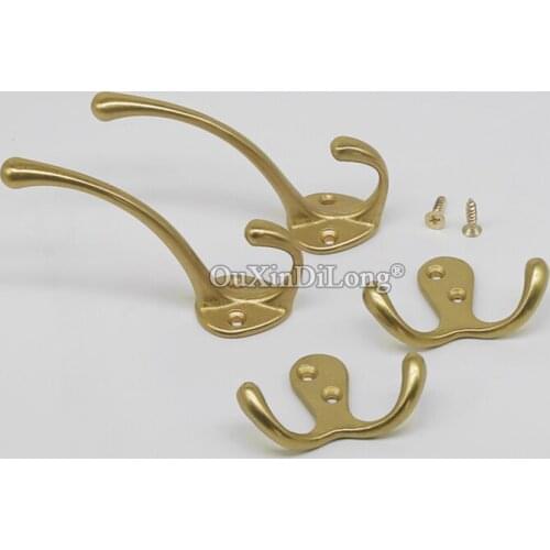 Retro 10PCS European Antique Brass Robe Hooks Coat Hat Hook Key Bag Hook Clothes Robe Hangers with Screws Brass Tone