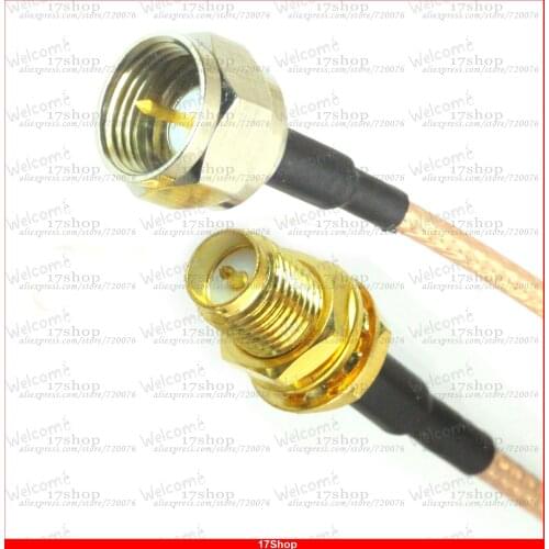 10PC RP-SMA female TO F male plug bulkhead Crimp RG316 cable 15cm jumper pigtail