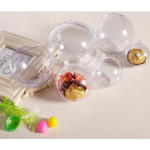 10pcs Christmas Pendant Clear Plastic Craft Ball Acrylic Transparent Sphere Bauble Xmas Gifts