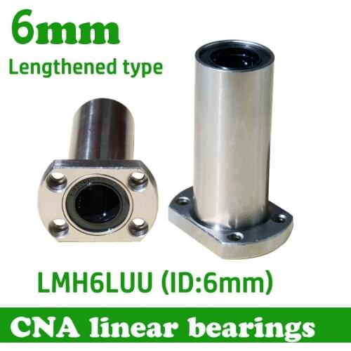 2pcs/lot Free shipping LMH6LUU 6mm long type flange linear bearing CNC Linear Bush