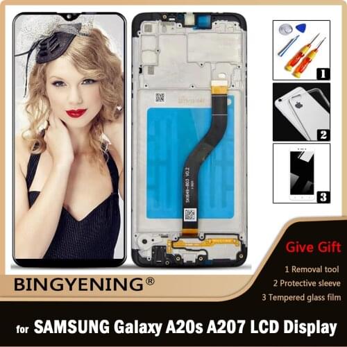 3pcs/5pcs/10pcs For Samsung Galaxy A20S A207 A2070 SM-A207F Full LCD Display Screen Touch Digitizer Assembly with Frame Replace