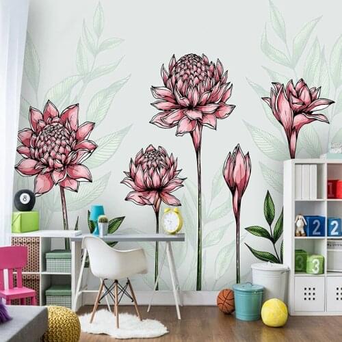 Custom 3D Wallpaper Large Mural Any Size Hand Painted Fresh Plant Leaves Flowers Nordic Modern Living Room Bedroom Decor Photo