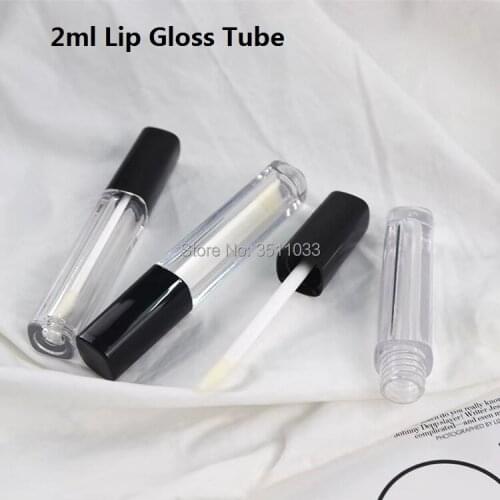 50/100/120pcs 2ml Mini Cosmetic Lip balm Lipstick Refillable Bottle Empty Black Lip Makeup Lip Gloss Oil Brush Packing Tube
