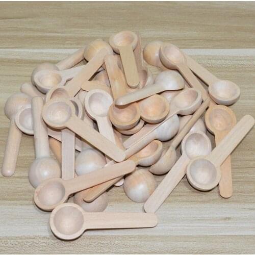 50Pcs Mini Wooden Spoons Home Kitchen Cooking Spoons Tool Scooper Salt Seasoning Honey Coffee Spoons