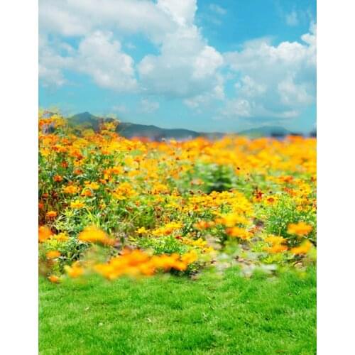 5x7ft Yellow Flowers Green Grass Photography Backdrops Photo Props Studio Background