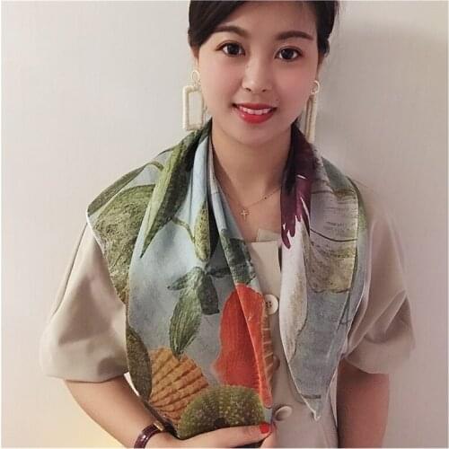 70 * 70cm Spring Summer Womens Bandana Scarf Small Square Headband Female Korean Artistic Decorative Flower Neckerchief Scarf