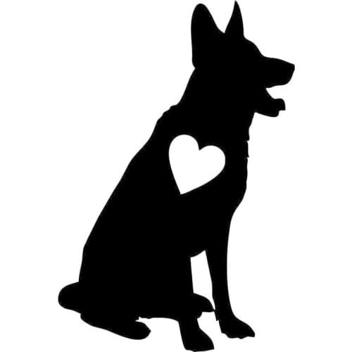 10.2*15.2 CM German Shepherd Heart Pet Love Dog Vinyl Decal Car Stickers Car Styling Truck Decoration Black/Silver S1-1483