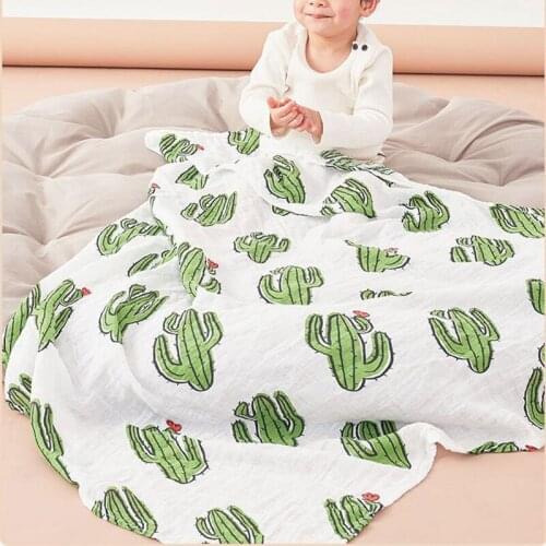 Baby Blankets Cotton Swaddle Blanket Muslin Newborn Photography Accessories Stroller Cover Cartoon Pattern Wrap Baby Play Mat