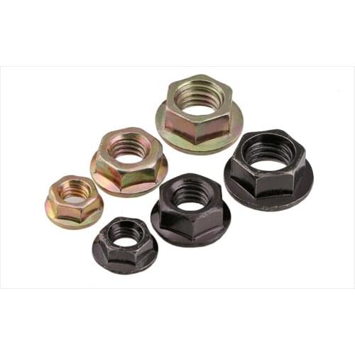 DIN6923 4.8 carbon steel flange nuts hexagon nuts anti-slip tooth nuts M3 M4 M5 M6 M8 M10 M12 nut black/color zinc