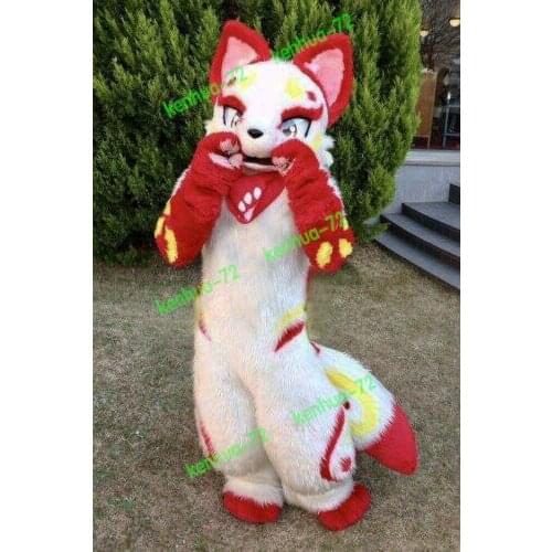 MascotBJ Long Fur Husky Dog Fox Mascot Costume Fursuit Halloween Suit Cosplay #168