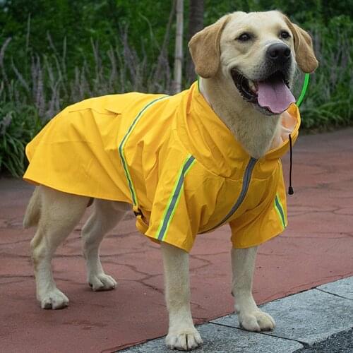 Pet Raincoat Reflective Large Dog Raincoat Cloak Type Transparent Rain Dog Raincoat Zippered Pet Coat Dog Windproof Raincoat