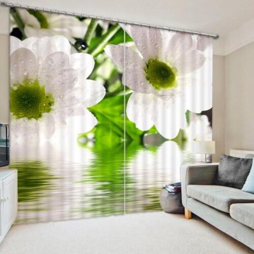 European Curtains Photo Painted 3D Curtain Living room white flowr curtains
