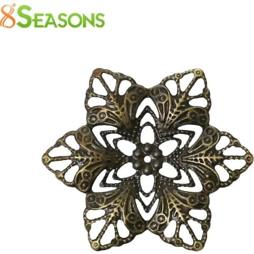 8SEASONS Embellishments Findings Filigree Wraps Connectors Flower Antique Bronze 3.5cm x 3.0cm,100 PCs