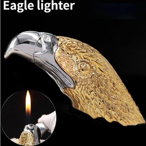 Torch Gas Eagle Lighter Turbocharged Free Refillable Butane Gas Metal Lighter Single Flame Creative Funny Cigar Accessory Gift