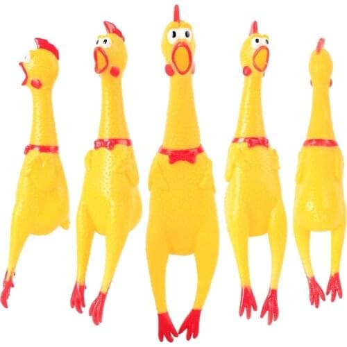 Pet dog toy screaming chicken screaming chicken dog molars yellow rubber chicken dog chew toy durable and funny buzz