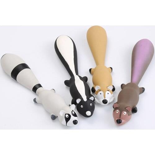 Dog Latex Chew Squeaker Sound Playing Toys Cartoon Long Tail Raccoon Squirrel Shape Pet Puppy Gnaw Biting Molar Toy
