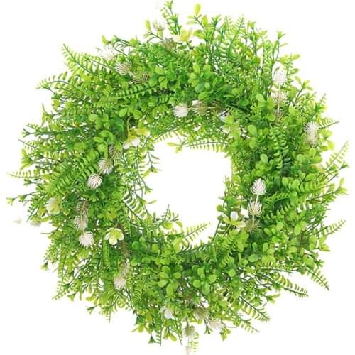 Artificial Green Leaves Wreath 20'' Farmhouse Greenery Wreath for Front Door ing Wall Party Decor