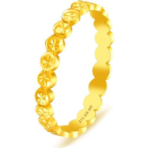 Solid 24K Yellow Gold Ring Band Women 999 Gold Ring size 4-7