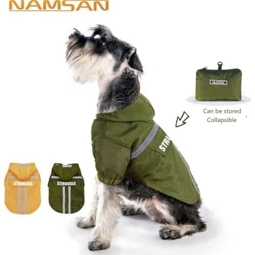 Pet dog raincoat reflective strips hooded dog clothes waterproof suitable for small and medium-sized dogs pet clothing supplies