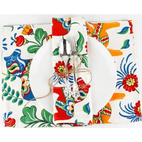 30x40cm fashion canvas fabric placemat heat insulation mat dining table mat flower printed table Napkin decoration