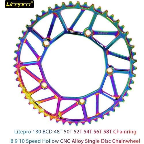 Litepro Chainring 130BCD 9 10 11 Speed Single Disc Chainwheel Hollow CNC Alloy Road Folding Bike Chain Wheel 48/50/52/54/56/58T