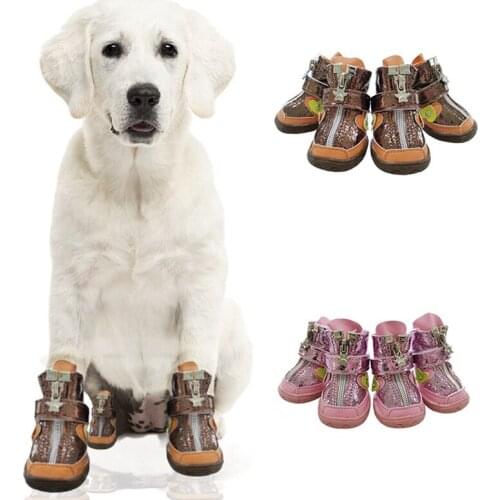 4Pcs/Set Fashion Pet Dog Shoes Outdoor Puppy Dogs Reflective Breathable Net Shoes Boots Paw Protector Pet Supplies