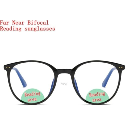 Fashion Round Multifocal Lens Reading Glasses Women Presbyopia Hyperopia Bifocal Glasses Sun Photochromic Bifocal Sunglasses NX