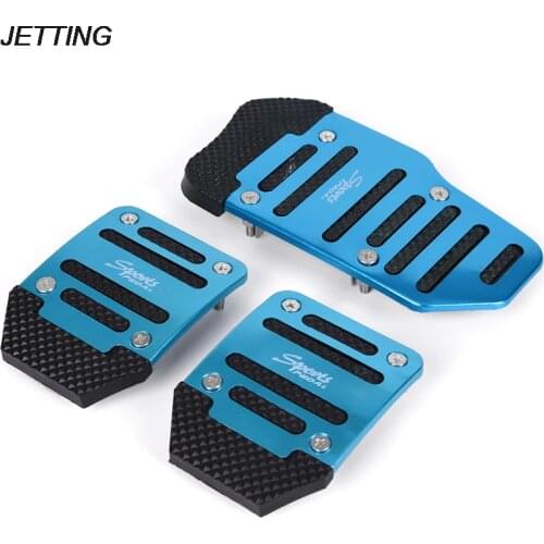 New 3pcs Aluminium Alloy Foot Treadle Cover Pad Car Auto Vehicle Non-slip Pedal Blue Car Accessories