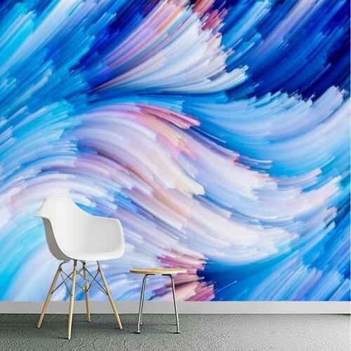 Wallpapers Youman Custom 3D Wallpaper Abstract Photo Wall Murals for Living Room Geometric Blue Line 3D Modern Murals Wallpaper