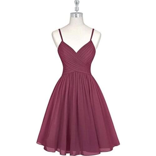 Simple Homecoming Dresses V-Neck Straps Sleeveless Prom Gowns Chiffon A-Line Mini Backless Party Dresses Graduation Gowns