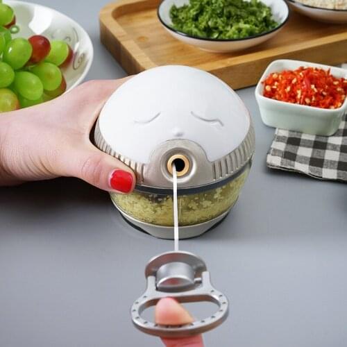 Manual Food Chopper Vegetable Chopper Cartoon Mini Manual Complementary Food Crusher Hand-Drawn Multifunctional Garlic Crusher