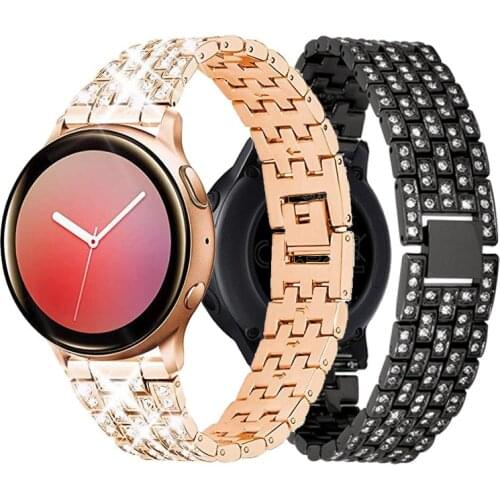 Diamond Strap For Samsung Galaxy Watch Active 2/3 40mm 44mm 41mm 42mm Bracelet Watchband Stainless Steel Replace Wristband