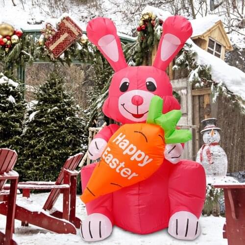 Happy Easter Decor 1.2M LED Light Rabbit Cute Bunny Ornament Garden Home Outdoor Inflatable Toys Giant Easter Decoration