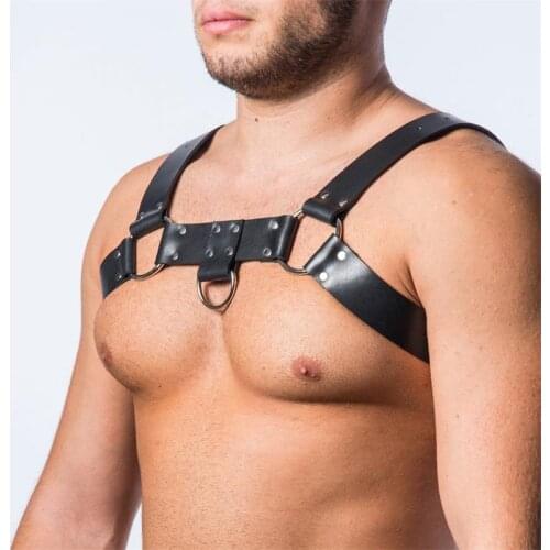 Sexual Gay Clothes Leather Harness Men BDSM Fetish Body Bondage Cage Chest Shoulder Harness Belts for Men Punk Rave Exotic Tops