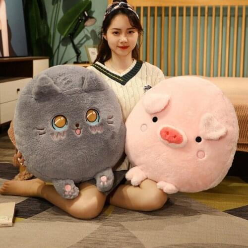 Cute Long Plush Pillow Piggy Rabbit Cat Soft Stuffed Cartoon Animal Sofa Cushion Waist Toy Doll Home Decor Valentines Gift