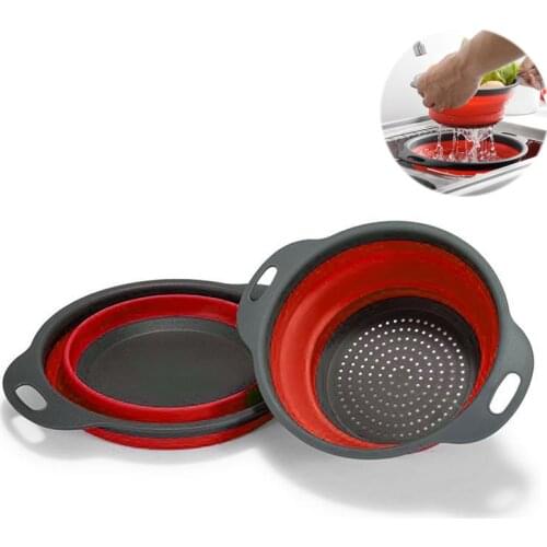 Foldable Silicone Colander and Collapsible Basket Fruit Vegetable Washing Micro-Perforated Strainer and Solid Basket