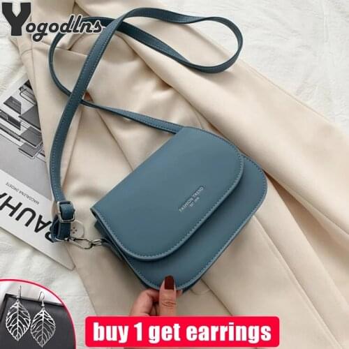 Vintage Solid Color Saddle Crossbody Bag High Quality PU Leather Womens Designer Handbag Small Shoulder Messenger Bag Purses