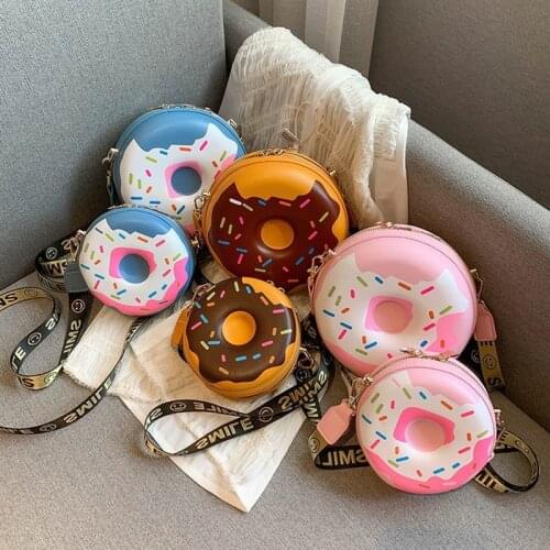 Mommy and me Doughut bag New style girl cake small round bag Childrens fashionable casual shoulder bag KBG009