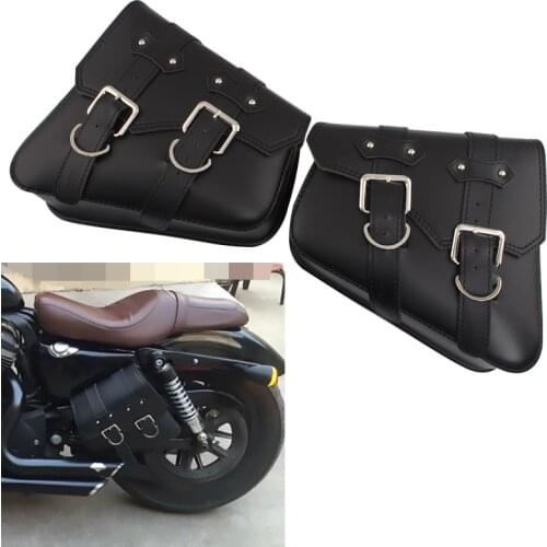 Moto Vintage PU Leather Saddlebags Universal Tools Bag Pouch For Harley XL Cruiser Cafe Racer Electric Bikes Black Brown