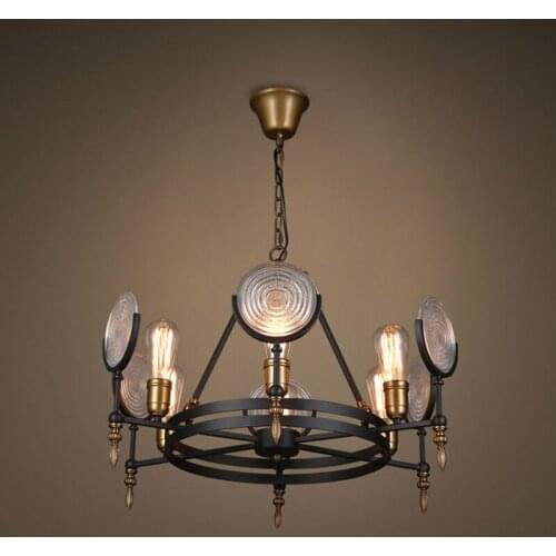 Industrial Retro Glass Chandelier Lighting Vintage Metal Hanging Lamp Round Fixtures For Dinning Room Bedroom Bar Light PL454