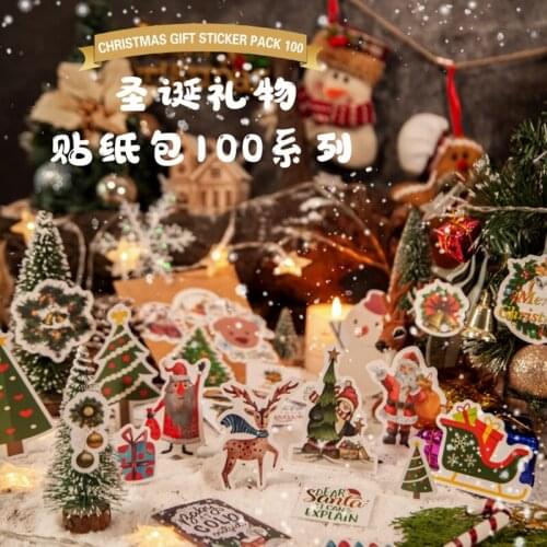 Moking Vintage Christmas Gift Paper Diary Sticker Journal Scrapbooking Decoration Label DIY Retail