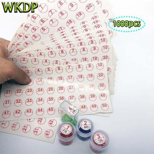 WKDP 1000pcs Round Number Label Stickers For Diamond Painting Tool Storge Box Bottle Pape Accessories Diamond Embroidery Moasic