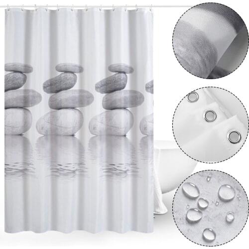 Printing Shower Curtain Simple Bathroom Curtain Waterproof Durable Shower Curtains with 12 Hooks for Home Bathroom Accessories