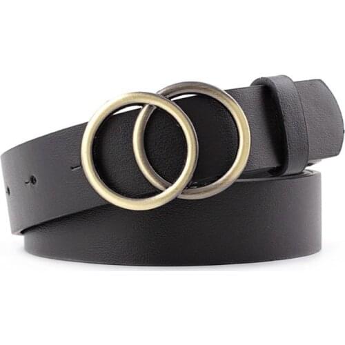 Wide PU Leather waist belt for Women Fashion Double Ring Metal Buckle Pin Belt Ladies Leisure Dress Jeans trousers Waistband