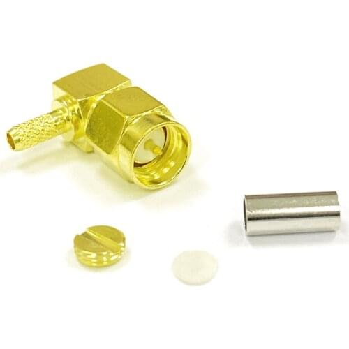 1pc SMA Male Plug Right Angle RF Coax Connector Crimp RG316 RG174 LMR100 cable Goldplated NEW wholesale